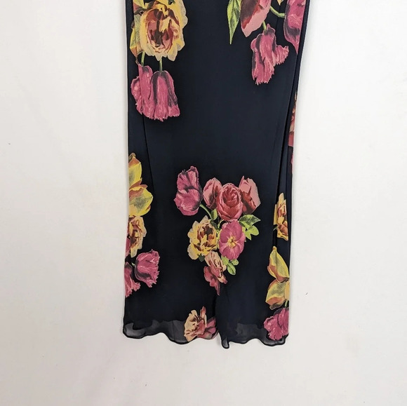 Vintage 80- 90's Y2K LINDISSIMA sz 6 Floral Maxi Gown Dress Open Back Chiffon - Picture 5 of 13